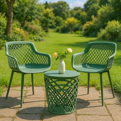 The Range Patio Bistro Furniture Sets Garden with 2PP Seat and Tabletop (Green) - Green