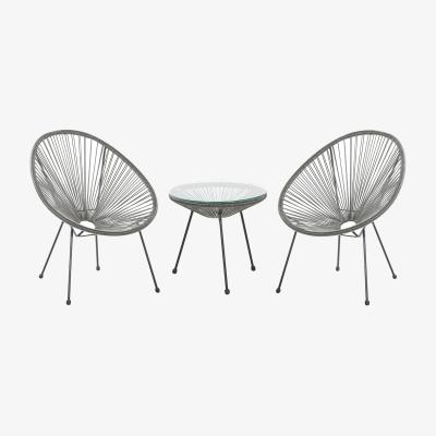 The Range Grey Rio 3 Piece Garden Bistro Set Outdoor Patio Balcony Seating - Dark Grey