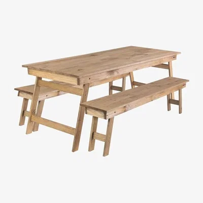 The Range Tramontina Pine Wood 3 Pcs. Folding Dining Set - Yellow