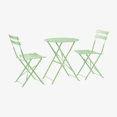 The Range 2 Seater Garden Bistro Dining Table and Chair Set - Round - Sage Green