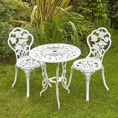 The Range Rose Outdoor Garden Patio Bistro Set - White