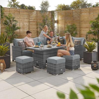 The Range Cambridge Right Hand Corner Rattan Dining Set with Rising Table - Grey - Grey