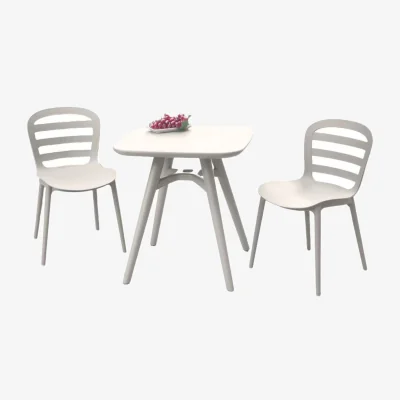 The Range 3 Pieces Bistro Set Stackable for Deck Balcony Poolside (White) - White