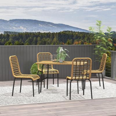The Range 5 Pieces Rattan Garden Furniture Set with Tempered Glass Top - Beige