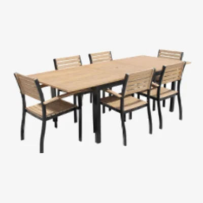 The Range Malva Teak Finish Wood Outdoor Extending 6 - 8 Seat Dining Set - Teak