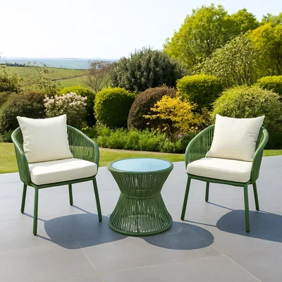 The Range Florent Patio Bistro Set - Cream on Green