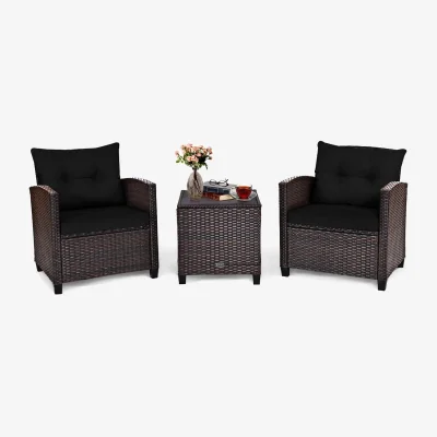 The Range 3 Piece Garden Rattan Furniture Set - Black
