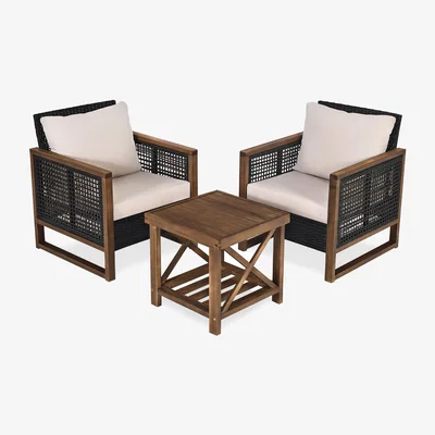 The Range 3 Piece Patio Furniture Set Outdoor Conversation Set  - Brown