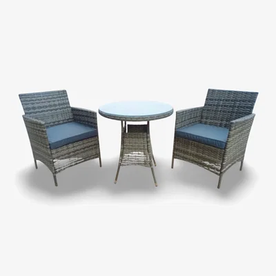 The Range Amazon Wicker Rattan Natural Bistro Set with outdoor cushion - Grey