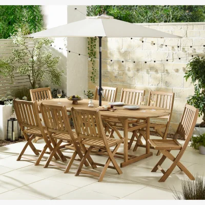 The Range Hamburg 8 Seat Extending Table Garden Dining Set - Natural