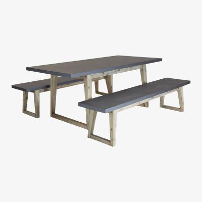 The Range Fibre Cement and Wood Dining Set Including Table 2 Benches - Grey