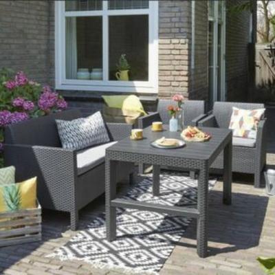 The Range 4 PC Rattan Garden Furniture Dining Sofa Set - Grey