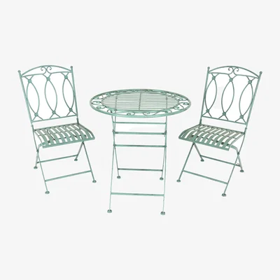 The Range Rustic Wrought Iron Outdoor Bistro Set - Green