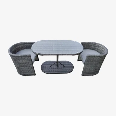 The Range St Tropez Rattan Bistro Set - Compact Chat Set for Two - Grey