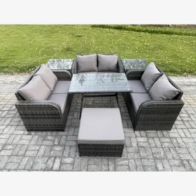 The Range Fimous 7-Seater Rattan Set - Dark Grey Mixed