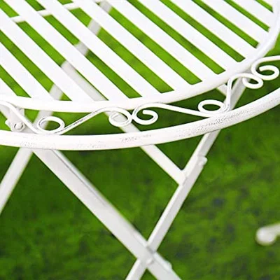 The Range Glam Haus Garden Bistro Furniture Set 3 Piece Shabby Chic Caserta Antique White - White