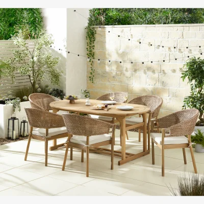 The Range Hamburg  Asa 6 Seat Extending Table Garden Dining Set - Natural