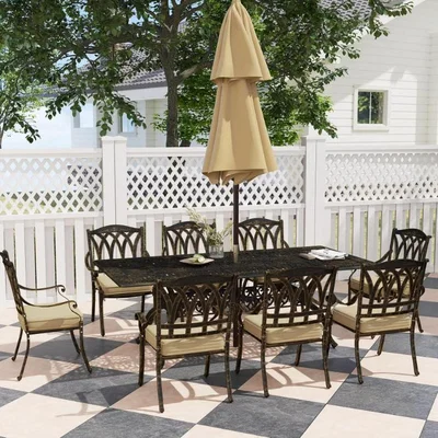 The Range Belmont Nine-Piece Cast Aluminium Garden Dining Set  - Bronze