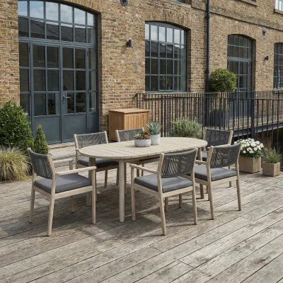 The Range Bourton 6 Seat Garden Dining Set - Light Grey