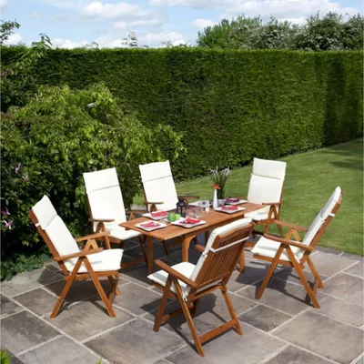 The Range BillyOh Windsor 1.2m-1.6m Extending Table Outdoor Dining Set - Wooden / 58cm / 6