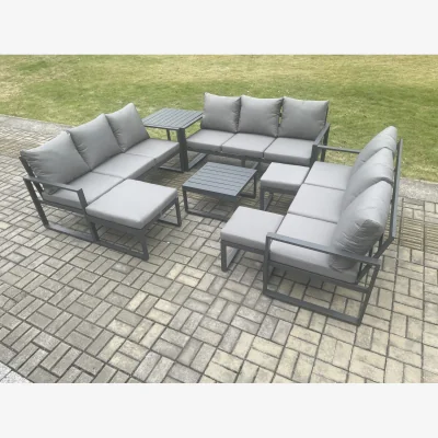 The Range Fimous 12-Seater Aluminium Outdoor Garden Furniture Set Dark Grey - Dark Grey