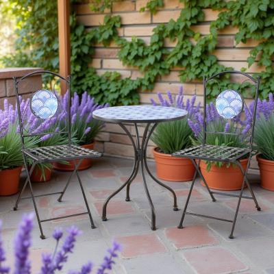 The Range Ocean Blue Shell Mosaic Bistro Patio Garden Set Outdoor Furniture  - Black/Multi
