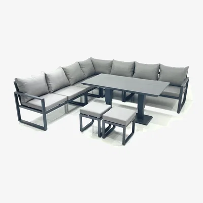The Range Fimous 9-Seater Outdoor Aluminum Garden Set Dark Grey - Dark Grey