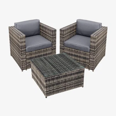 The Range Malta Rattan 2 Seat Tea for Two Set - Walnut Grey