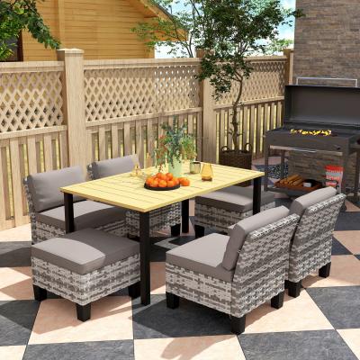 The Range Outsunny 7-Piece Rattan Garden Dining Set for 6 - Grey