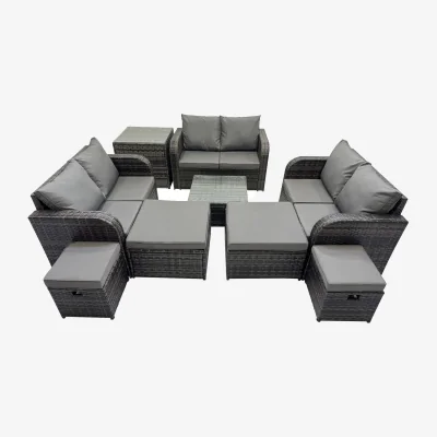 The Range Fimous Rattan Garden Outdoor Furniture Set, Dark Grey Mixed. - Dark Grey Mixed