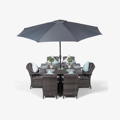 The Range Arizona Rectangular 6 Seater Patio Dining Set with Ice Bucket Drinks Cooler - Grey