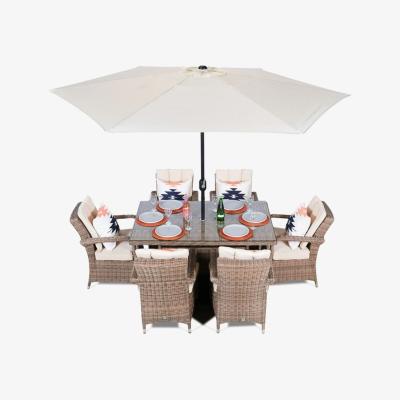 The Range Arizona Signature Weave Rectangle 6 Seater Rattan Patio Dining Set - Brown