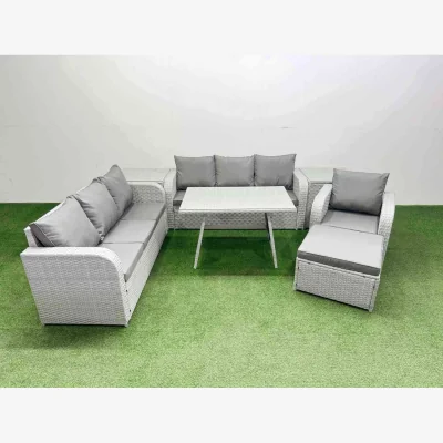 The Range Fimous 7-Piece PE Rattan Outdoor Garden Furniture Set Light Grey - Light Grey