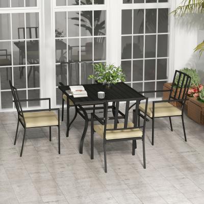 The Range 4 Stackable Chairs and Metal Top Table Garden Dining Set - Black