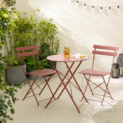 The Range Cabo Outdoor Garden Patio 2 Seat Bistro Set - Pink / Dusty Pink