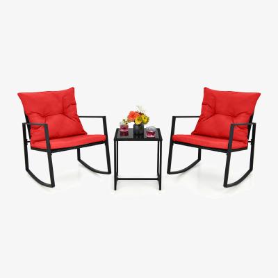 The Range Costway 3 Pieces Rocking Bistro Set-Red - Red