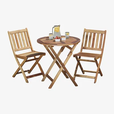 The Range Acacia Folding Bistro Set - Brown