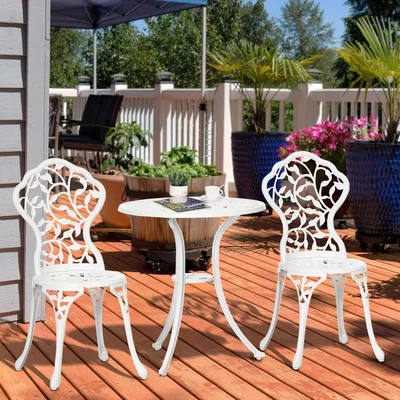 The Range 3 Piece Aluminium Bistro Set - White