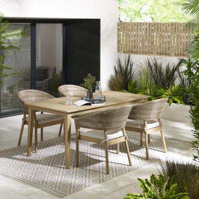 The Range Asa Wood Table with 4 Hamburg Wooden Chairs Outdoor Dining Set - Teak