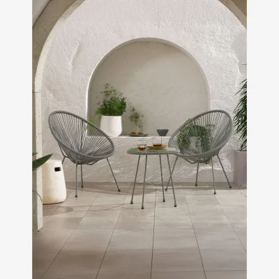 Royal Craft Monaco 2 Seater Egg Chair Bistro Set - Grey