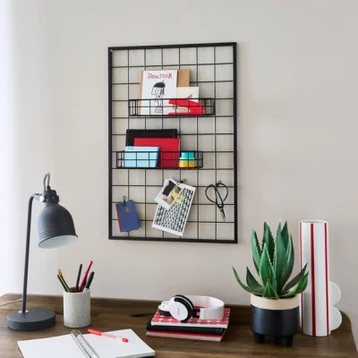 Dunelm Black Wire Peg Board with Shelves