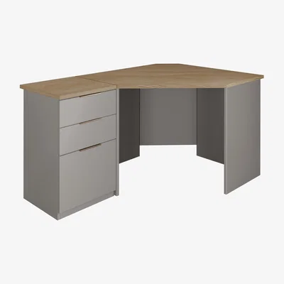 Furniture123 Light Grey Corner Desk & Filing Cabinet Set - Denver