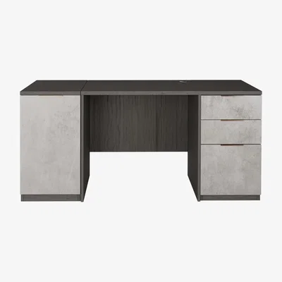 Furniture123 Smoked Oak Small Desk 1 Door Cabinet & Filing Cabinet Set - Denver