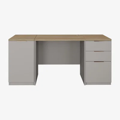 Furniture123 Light Grey Small Desk 1 Door Cabinet & Filing Cabinet Set - Denver