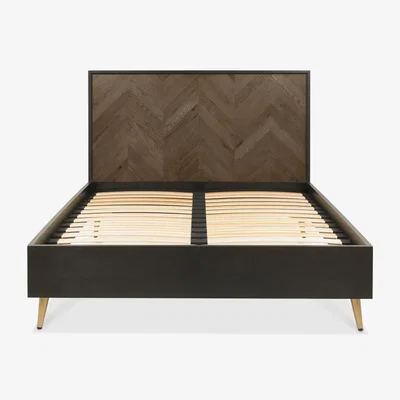 Downtown Downtown Alberta Panel Bedframe - Super King, Brass, Chevron