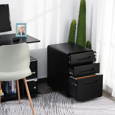 The Range 3 Draw Modern Steel Filing Cabinet  - Black