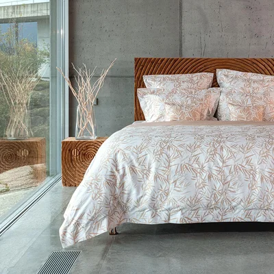 Amara Celso de Lemos - Bamboo Egyptian Cotton & Silk Duvet Cover Set - Powder - King