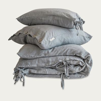 Bombinate.com Dusty Blue Tied Linen Duvet Cover Set
