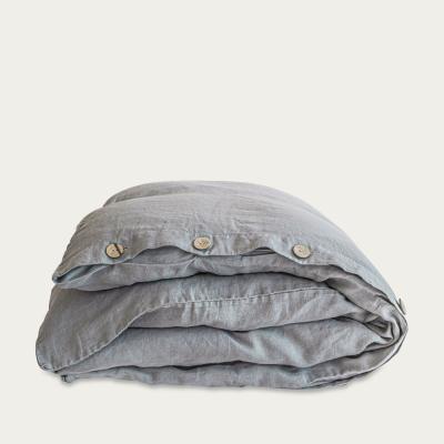 Bombinate.com Dusty Blue Buttoned Linen Duvet Cover