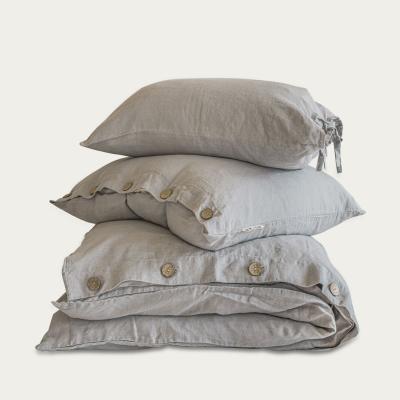 Bombinate.com Light Grey Buttoned Linen Duvet Cover Set